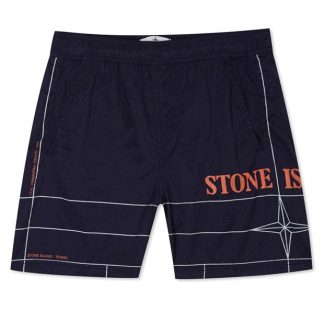 STONE ISLAND Grid Swim Shorts Kids Swim Shorts Ink V0026 for sale