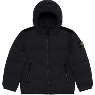 STONE ISLAND Hooded Down Jacket Kids Puffer Jackets - Heavyweight Black V0029 for sale