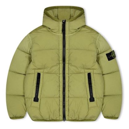 STONE ISLAND Hooded Down Jacket Kids Puffer Jackets - Heavyweight Sage V0055 for sale