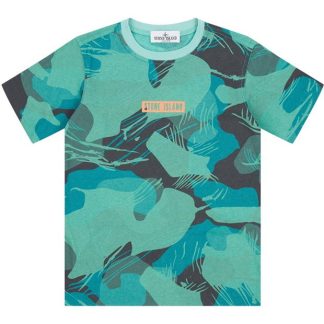 STONE ISLAND Junio Camo Tshirt Kids Emerald V0056  for sale