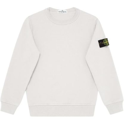 STONE ISLAND Junior Badge Crewneck Kids Crew Sweaters Avorio V0093 for sale