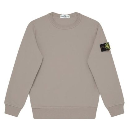 STONE ISLAND Junior Badge Crewneck Kids Crew Sweaters Cement V0092 for sale