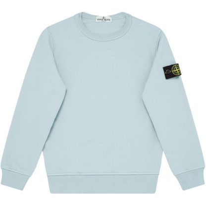 STONE ISLAND Junior Badge Crewneck Kids Crew Sweaters Cielo V0041 for sale