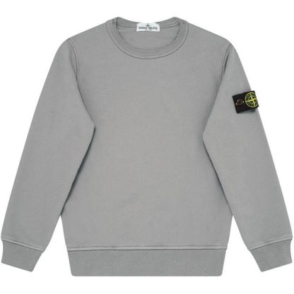 STONE ISLAND Junior Badge Crewneck Kids Crew Sweaters Grey Mel V0M64 for sale