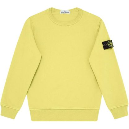 STONE ISLAND Junior Badge Crewneck Kids Crew Sweaters Limone V0031 for sale