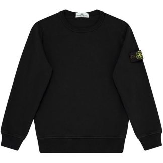 STONE ISLAND Junior Badge Crewneck Kids Crew Sweaters Nero V0029 for sale