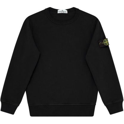 STONE ISLAND Junior Badge Crewneck Kids Crew Sweaters Nero V0029 for sale