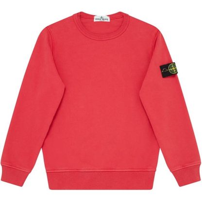 STONE ISLAND Junior Badge Crewneck Kids Crew Sweaters Rosso V0010 for sale