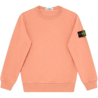 STONE ISLAND Junior Badge Crewneck Kids Crew Sweaters Salmone V0081 for sale