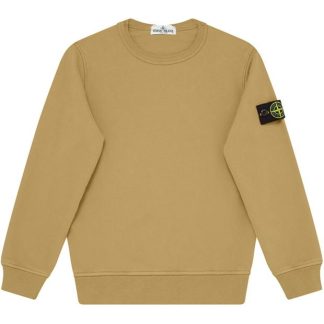 STONE ISLAND Junior Badge Crewneck Kids Crew Sweaters Senape V0034 for sale