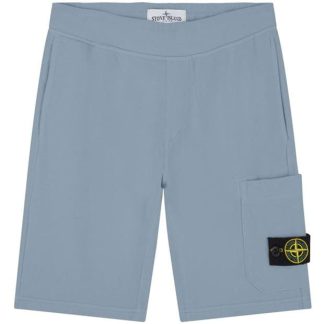 STONE ISLAND Junior Badge Shorts Kids Fleece Shorts Azzuro V0040 for sale