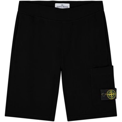 STONE ISLAND Junior Badge Shorts Kids Fleece Shorts Black V0029 for sale