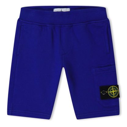 STONE ISLAND Junior Badge Shorts Kids Fleece Shorts Bluette V0022 for sale