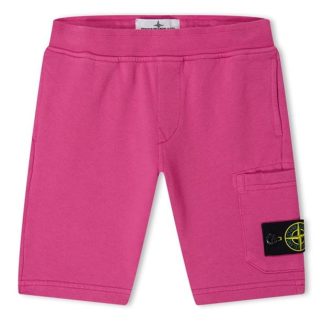 STONE ISLAND Junior Badge Shorts Kids Fleece Shorts Cyclamen V0087 for sale