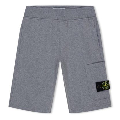 STONE ISLAND Junior Badge Shorts Kids Fleece Shorts Dust V0M64 for sale