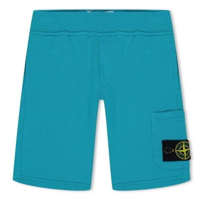 STONE ISLAND Junior Badge Shorts Kids Fleece Shorts Emerald V0056 for sale