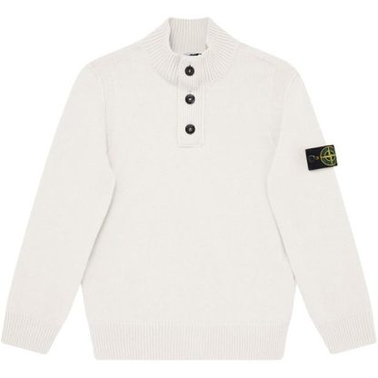 STONE ISLAND Junior Button Up Knit Kids Knitted Tops Avorio V0093 for sale