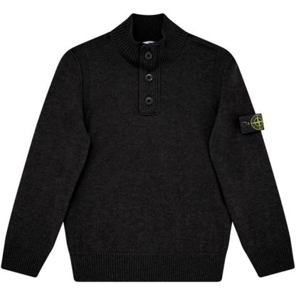 STONE ISLAND Junior Button Up Knit Kids Knitted Tops Nero V0029 for sale