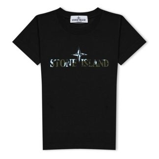 STONE ISLAND Junior Camo Tshirt Kids Regular Fit T-Shirts Black V0029 for sale