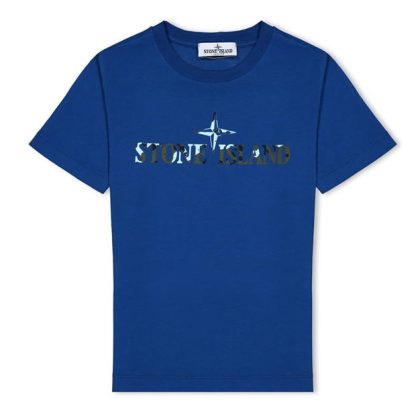 STONE ISLAND Junior Camo Tshirt Kids Regular Fit T-Shirts Bluette V0022 for sale