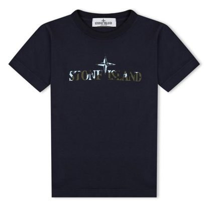 STONE ISLAND Junior Camo Tshirt Kids Regular Fit T-Shirts Navy V0020 for sale