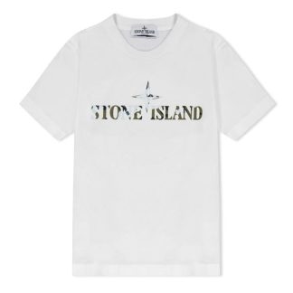 STONE ISLAND Junior Camo Tshirt Kids Regular Fit T-Shirts White V0093 for sale