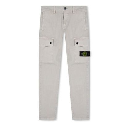 STONE ISLAND Junior Canvas Cargo Pants Kids Cargo Trousers Dove Grey V0192 for sale