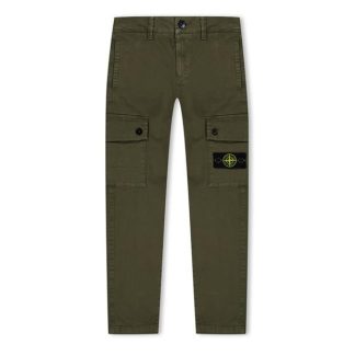 STONE ISLAND Junior Canvas Cargo Pants Kids Cargo Trousers Mil Green V0154 for sale