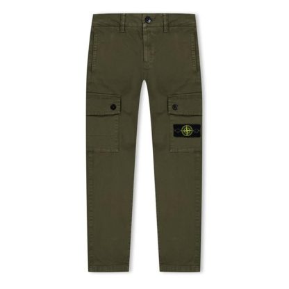 STONE ISLAND Junior Canvas Cargo Pants Kids Cargo Trousers Mil Green V0154 for sale