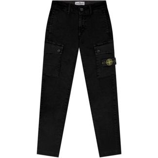 STONE ISLAND Junior Canvas Cargo Pants Kids Cargo Trousers Nero V0129 for sale