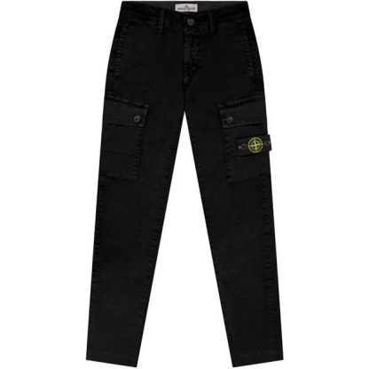 STONE ISLAND Junior Canvas Cargo Pants Kids Cargo Trousers Nero V0129 for sale