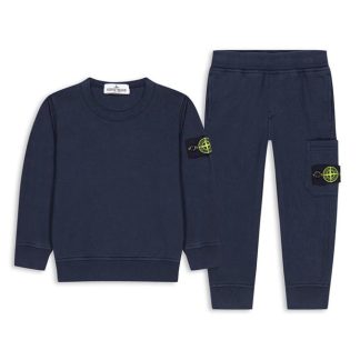 STONE ISLAND Junior Cotton Fleece Tracksuit Kids Fleece Tracksuits Navy V0020 for sale