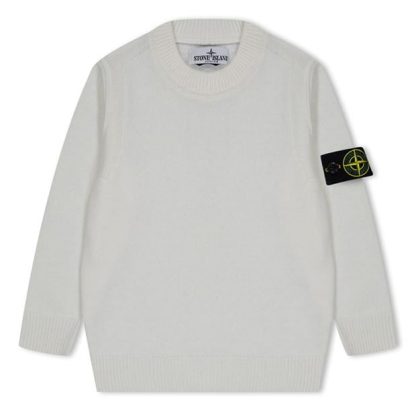 STONE ISLAND Junior Crewneck Knit Kids Knitted Tops Ivory V0093 for sale