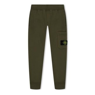 STONE ISLAND Junior Fleece Joggers Kids Closed Hem Fleece Jogging Bottoms Mil Green V0054 for sale