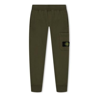 STONE ISLAND Junior Fleece Joggers Kids Closed Hem Fleece Jogging Bottoms Mil Green V0054 for sale