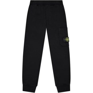 STONE ISLAND Junior Fleece Joggers Kids Closed Hem Fleece Jogging Bottoms Nero V0029 for sale