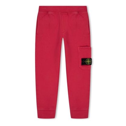 STONE ISLAND Junior Fleece Joggers Kids Closed Hem Fleece Jogging Bottoms Red V0010 for sale