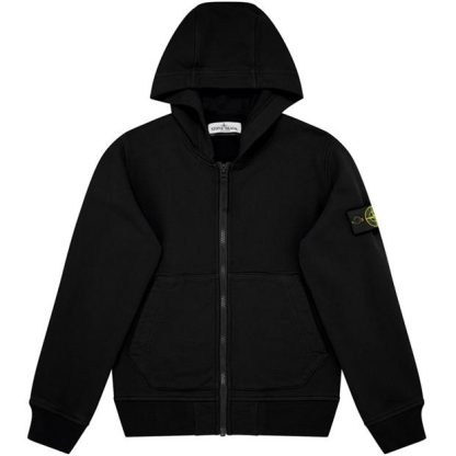 STONE ISLAND Junior Full Zip Sweatshirt Kids Zip Hoodies Nero V0029 for sale