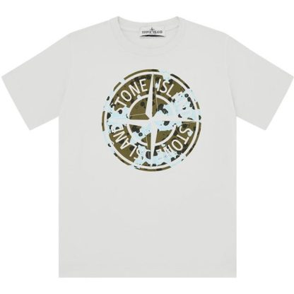 STONE ISLAND Junior Graphic Camo T-Shirt Kids Regular Fit T-Shirts Avorio V0093 for sale