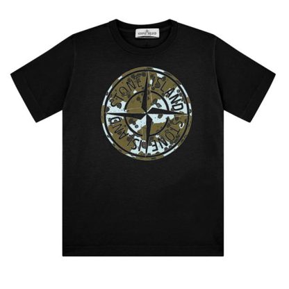 STONE ISLAND Junior Graphic Camo T-Shirt Kids Regular Fit T-Shirts Black V0029 for sale