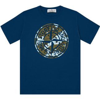 STONE ISLAND Junior Graphic Camo T-Shirt Kids Regular Fit T-Shirts Bluette V0022 for sale