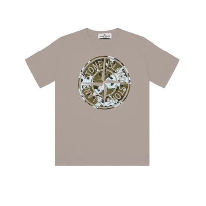 STONE ISLAND Junior Graphic Camo T-Shirt Kids Regular Fit T-Shirts Cement V0092 for sale