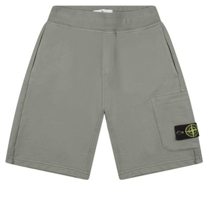 STONE ISLAND Junior Logo-Appliqued Cotton Jersey Shorts Kids Fleece Shorts Grey Mel V0M64 for sale