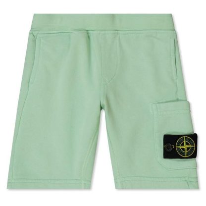 STONE ISLAND Junior Logo-Appliqued Cotton Jersey Shorts Kids Fleece Shorts Vrd Chro V0052 for sale