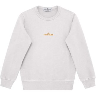 STONE ISLAND Junior Logo Crewneck Kids Crew Sweaters Avorio V0093 for sale