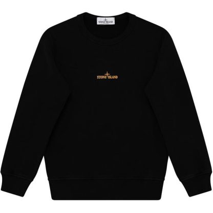 STONE ISLAND Junior Logo Crewneck Kids Crew Sweaters Nero V0029 for sale