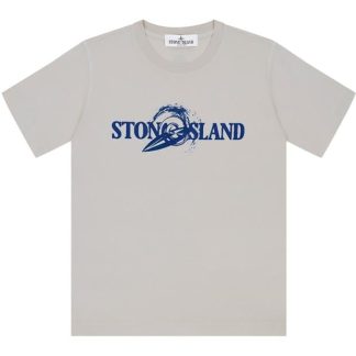 STONE ISLAND Junior Logo Tshirt Kids Regular Fit T-Shirts Bianco V0001 for sale