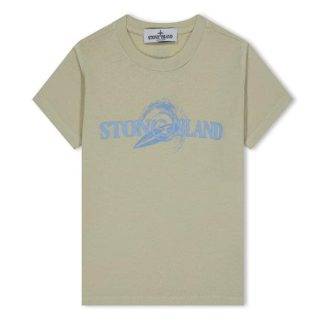 STONE ISLAND Junior Logo Tshirt Kids Regular Fit T-Shirts Ecru V0091 for sale