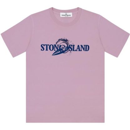 STONE ISLAND Junior Logo Tshirt Kids Regular Fit T-Shirts Rosa V0080 for sale