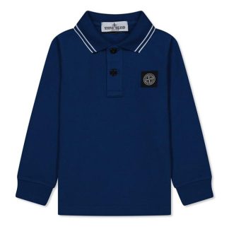 STONE ISLAND Junior Patch Logo Long Sleeve Polo Shirt Kids Long Sleeve Polos Blue V0022 for sale